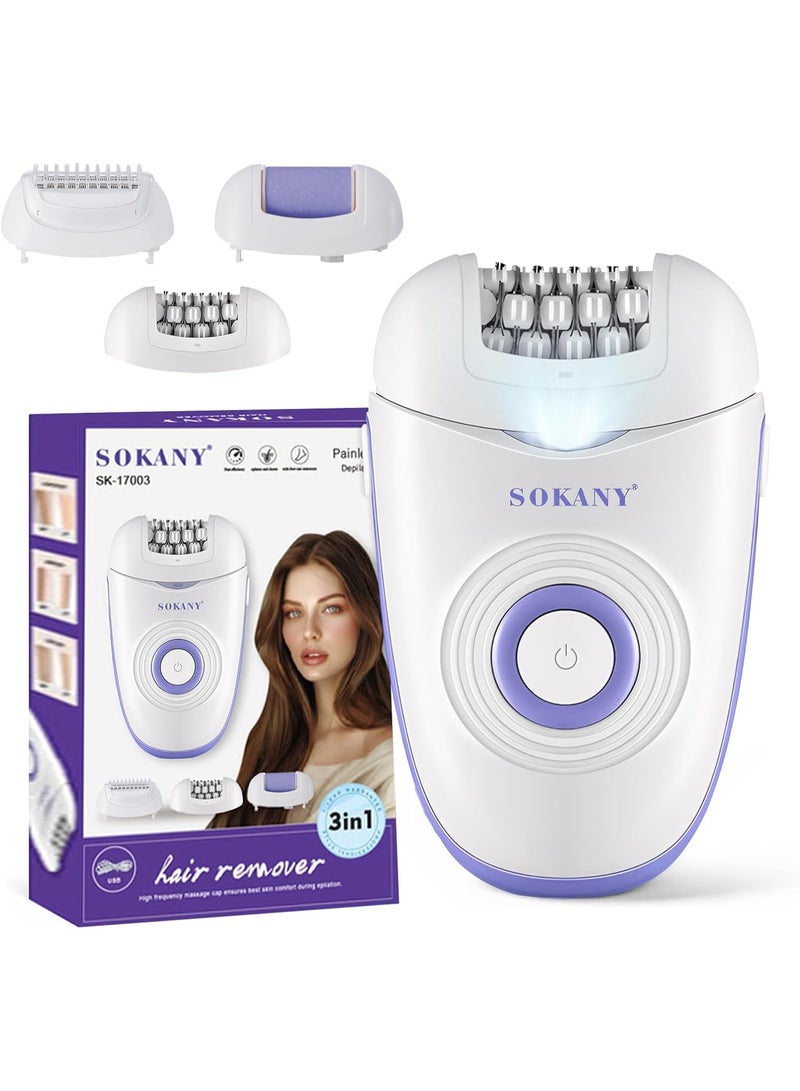 sokany Epilator,Facial Hair Removal for Women, Wet and Dry Cordless Hair Removal Epilator for Legs and Body with 3 Accessories Opti Light - Image 1